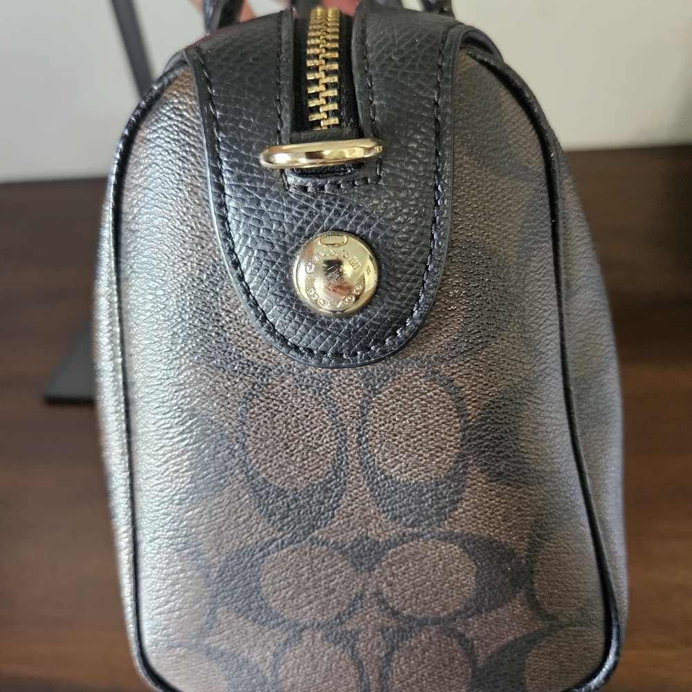 Coach Brown and Black Signature Satchel - Picture 7 of 9